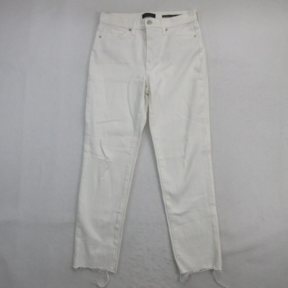 Banana Republic Women's Jeans Size 28 High-Rise Slim Fulton White Distressed